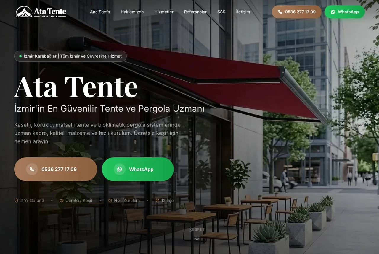 atatente.com — Balkı Digital tarafından geliştirilen web sitesi