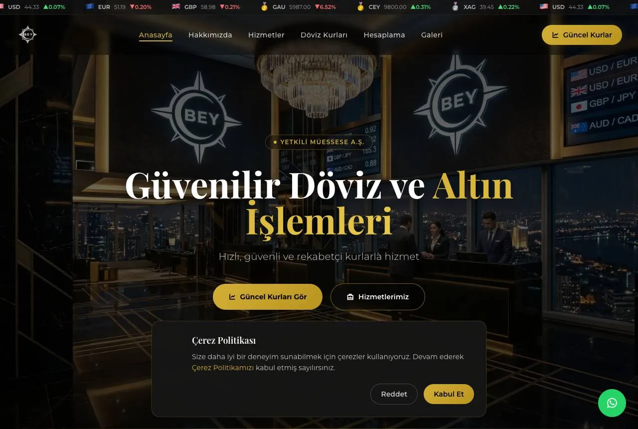 Bey Döviz — Balkı Digital tarafından geliştirilen web sitesi