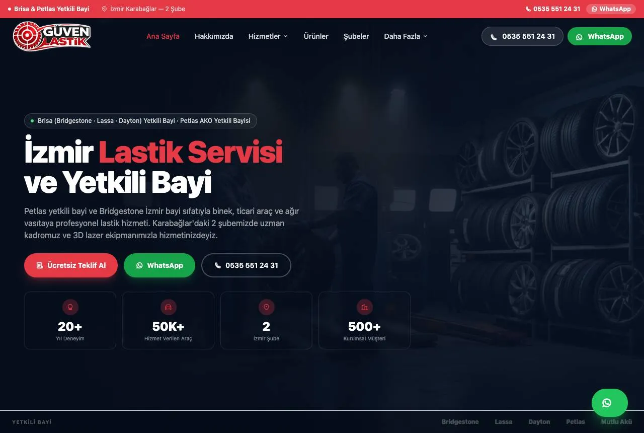 Güven Lastik & Jant — Balkı Digital tarafından geliştirilen web sitesi