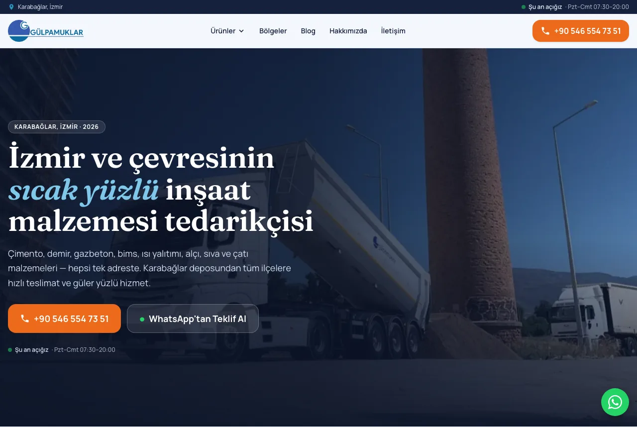 İzmir İnşaat Malzemeleri — Balkı Digital tarafından yapılan web sitesi